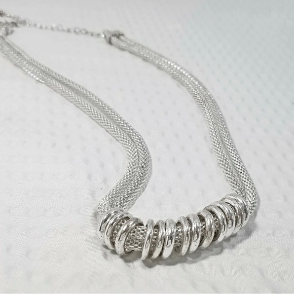 Silver Multi-Strand Ring Accent Necklace - Women Jewelry - Picture 3 of 6